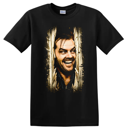 Vintage Cult Movie The Shining Jack Nicholson T Shirt on a Black T Shirt