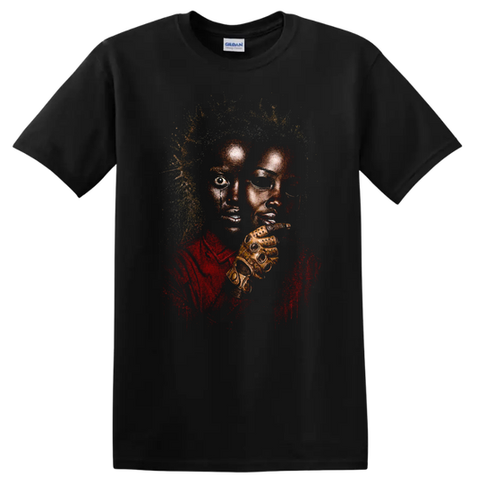Unique Art Graphic T Shirt with Bold Design and Colorful Elements Tee - Black