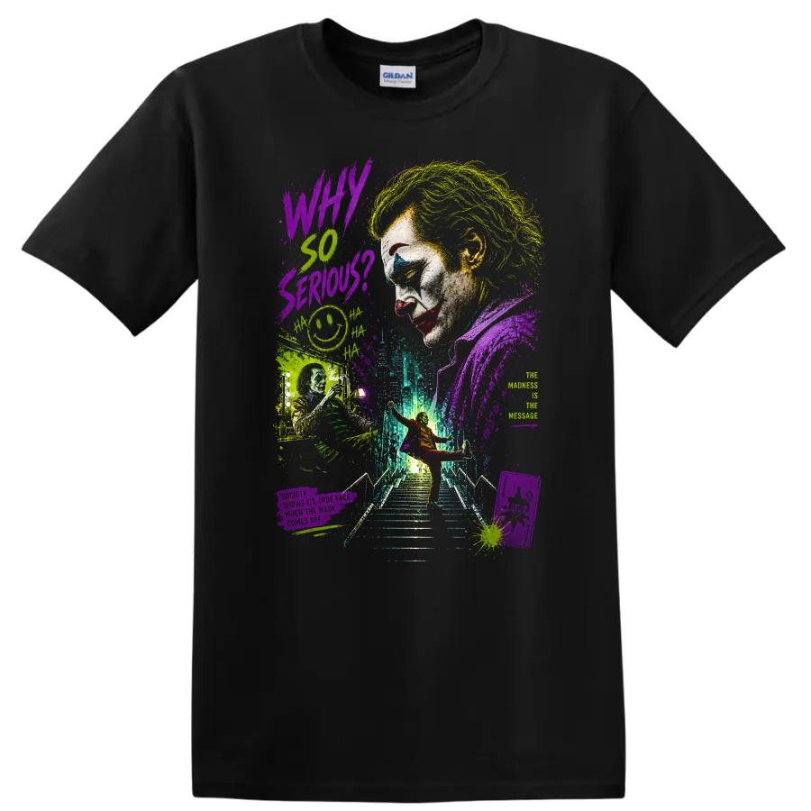 Joker Why So Serious Graphic T Shirt Vintage Style Movie Art Tee - Black
