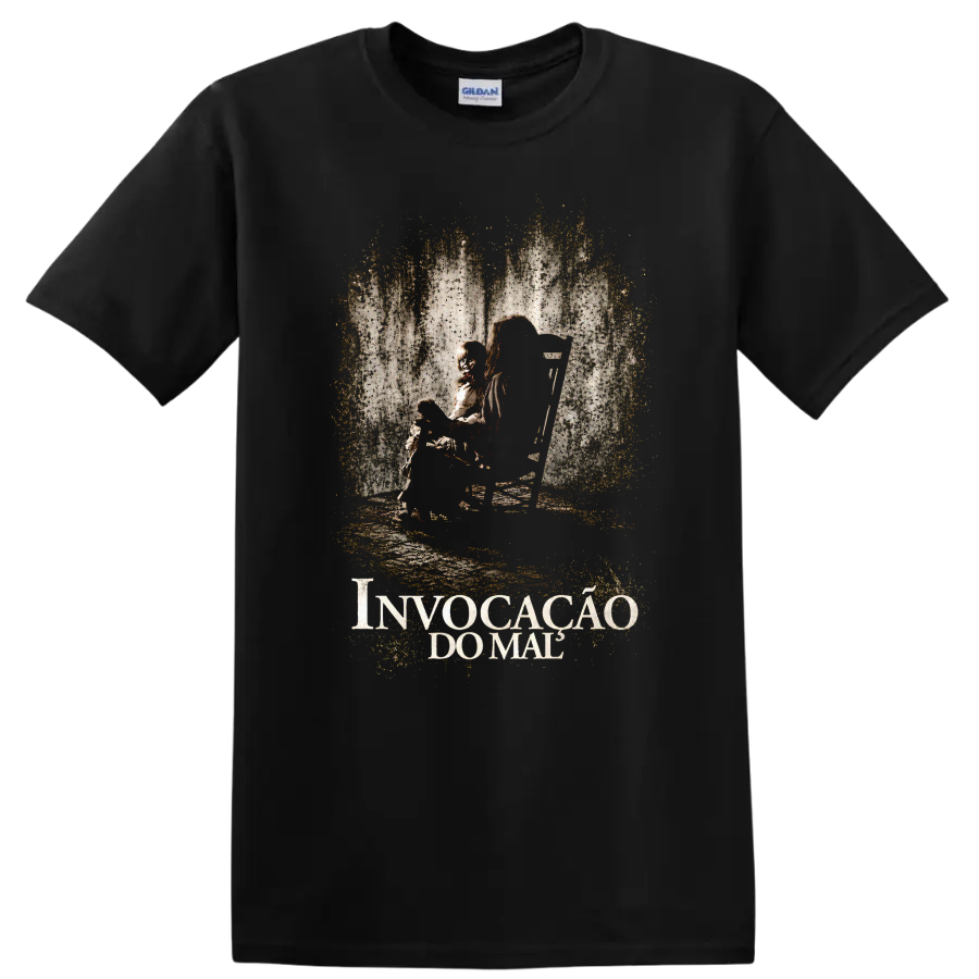 Horror Movie T Shirt Ghostly Figure Creepy Design Invocation of Evil Tee - Black