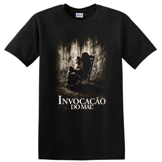 Horror Movie T Shirt Ghostly Figure Creepy Design Invocation of Evil Tee - Black