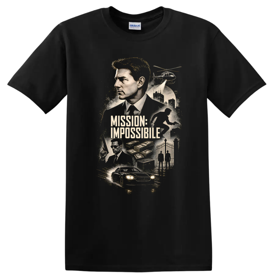 Vintage Cult Movie Character Portrait T Shirt on a Black T Shirt
