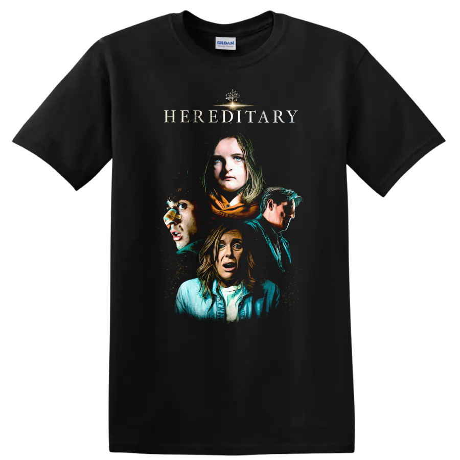 Hereditary Vintage Cult Movie Character Portrait Style T Shirt on a Black T Shirt