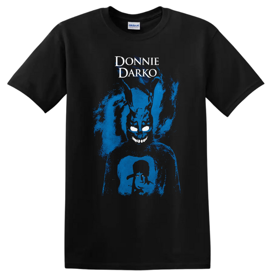 Donnie Darko Vintage Cult Movie Character T Shirt on a Black T Shirt