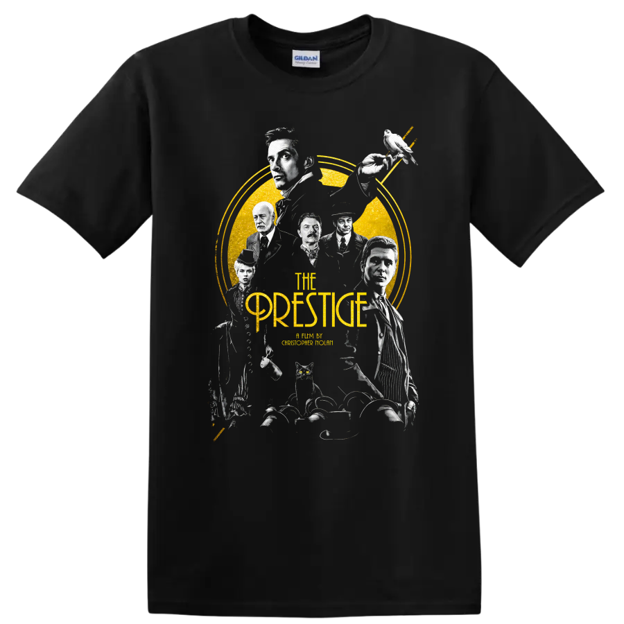 The Prestige Vintage Cult Movie Character Portrait T Shirt on a Black T Shirt