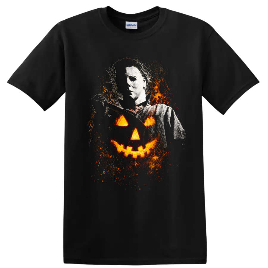 Vintage Cult Movie Halloween Jamie Lee Curtis T Shirt on a Black T Shirt