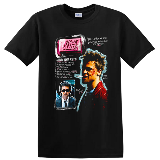 Vintage Fight Club T Shirt on a Black T Shirt