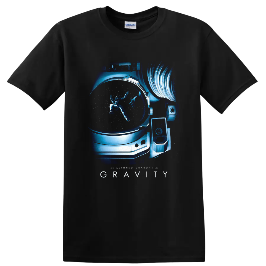 Gravity Vintage Cult Movie T Shirt on a Black T Shirt