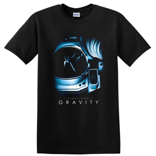 Gravity Vintage Cult Movie T Shirt on a Black T Shirt