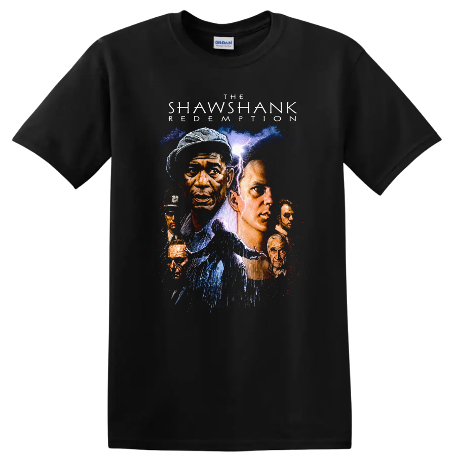 Shawshank Redemption Art T Shirt Classic Movie Graphic Tee Movie Lovers Humor - Black