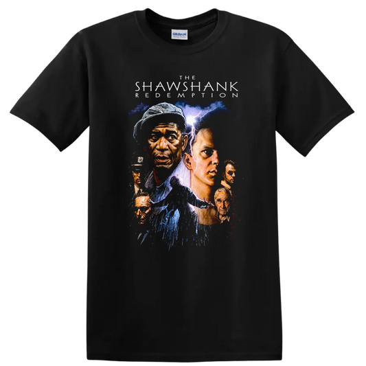 Shawshank Redemption Art T Shirt Classic Movie Graphic Tee Movie Lovers Humor - Black