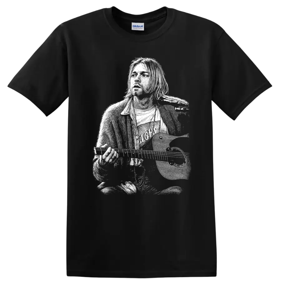 Kurt Cobain Nirvana Rock Legends Tribute T Shirt - Black
