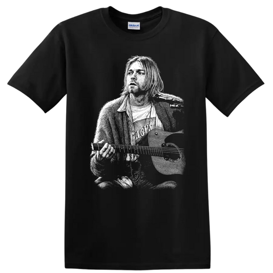 Kurt Cobain Nirvana Rock Legends Tribute T Shirt - Black