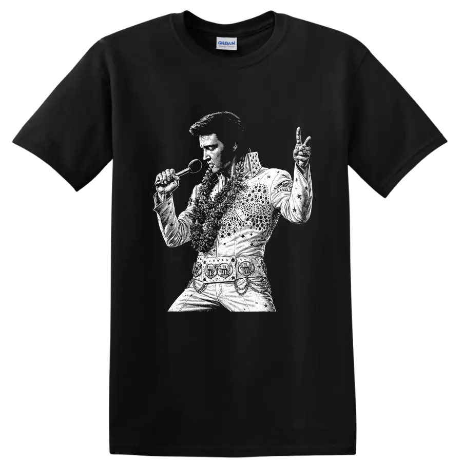 Elvis Presley King of Rock and Roll Silhouette T Shirt - Black