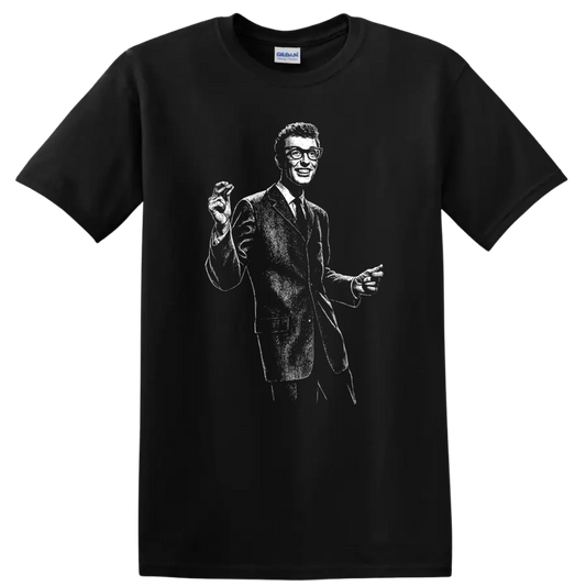 Buddy Holly Rock Legends Tribute T Shirt Vintage Music Icon - Black