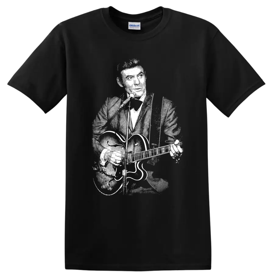 Carl Perkins Rock Legends Portrait T Shirt for Classic Rock Fans - Black