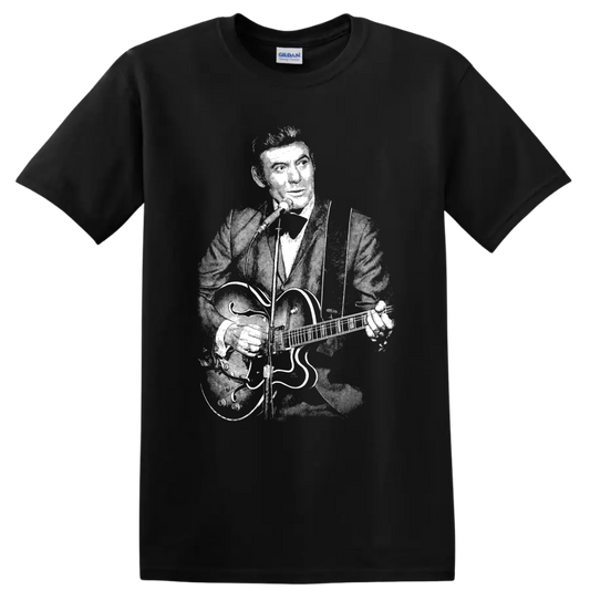Carl Perkins Rock Legends Portrait T Shirt for Classic Rock Fans - Black