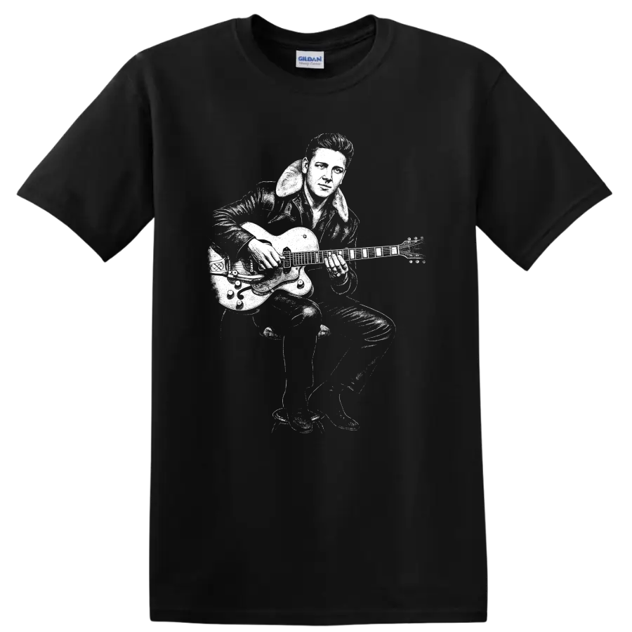 Elvis Presley King of Rock and Roll Tribute T Shirt Classic Rock Legend - Black
