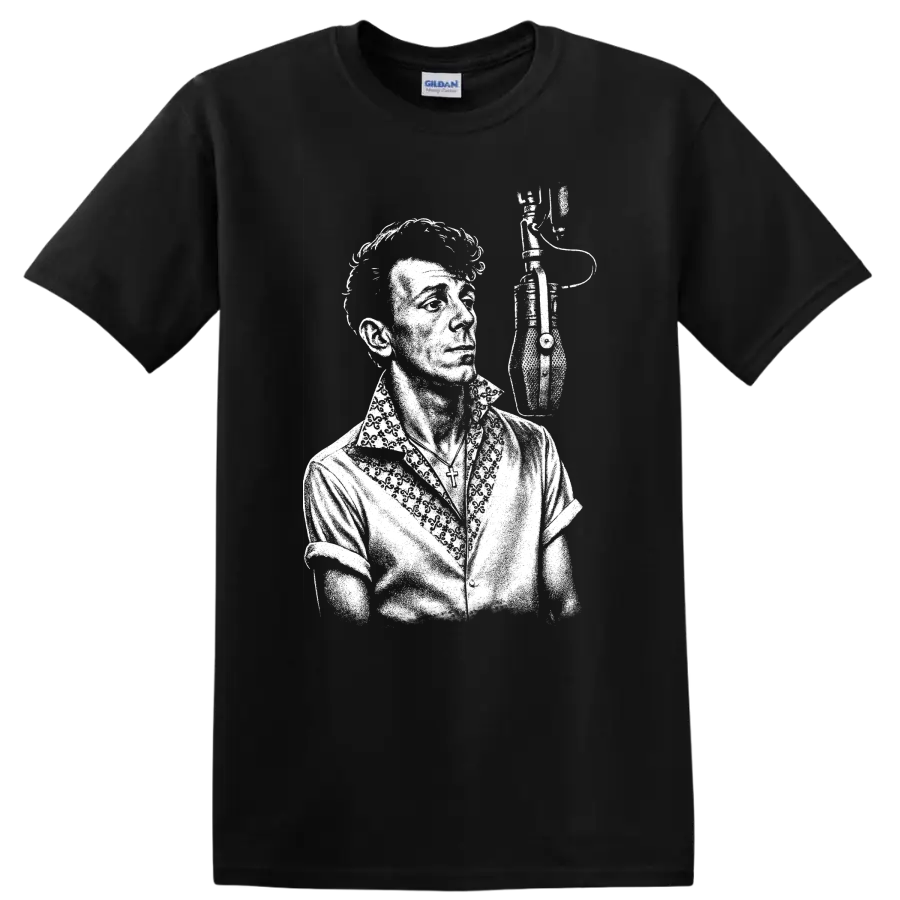Gene Vincent Rock Legends Silhouette Vintage Music T Shirt - Black