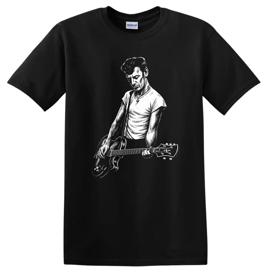 Rock Legends White Silhouette Graphic T Shirt for Music Fans - Black