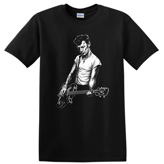 Rock Legends White Silhouette Graphic T Shirt for Music Fans - Black