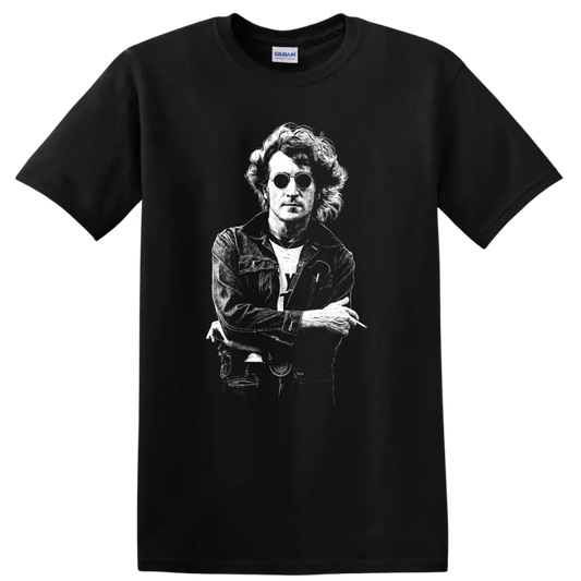 John Lennon The Beatles Rock Legends Portrait T Shirt - Black
