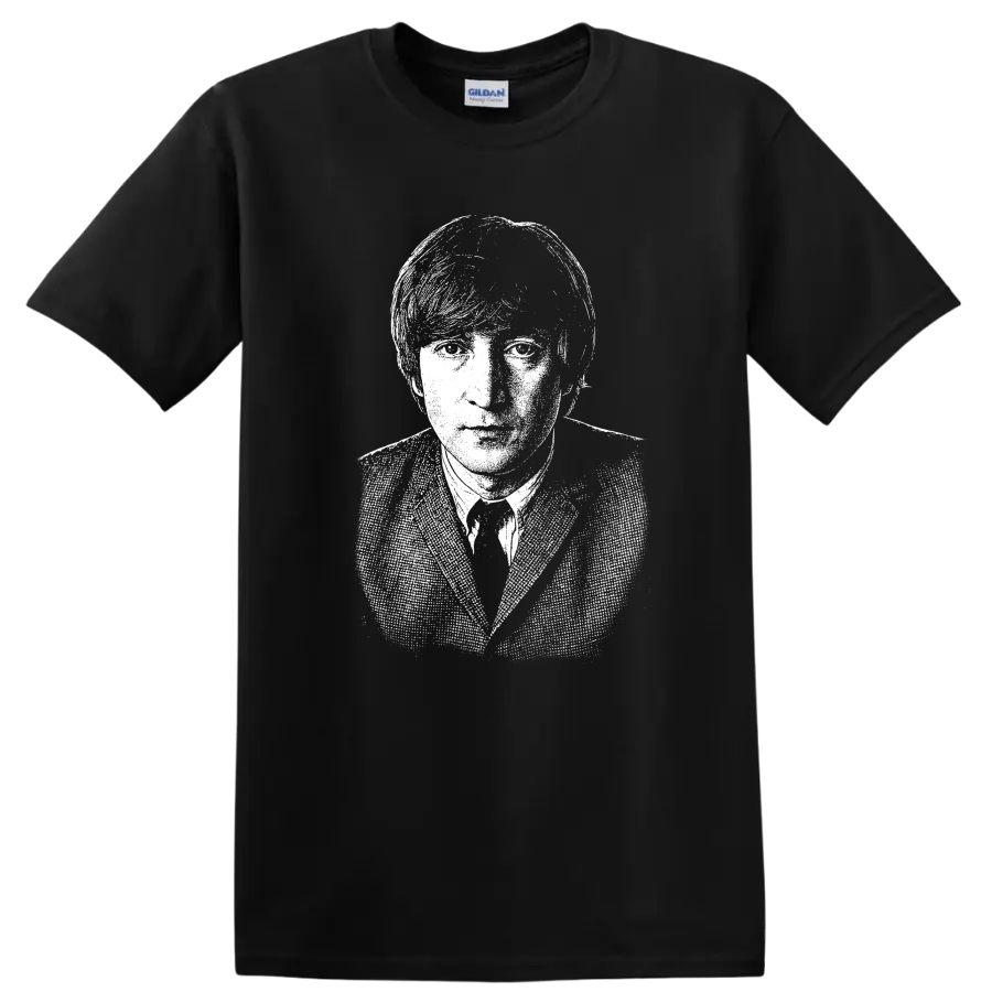 John Lennon The Beatles Rock Legends Portrait T Shirt - Black