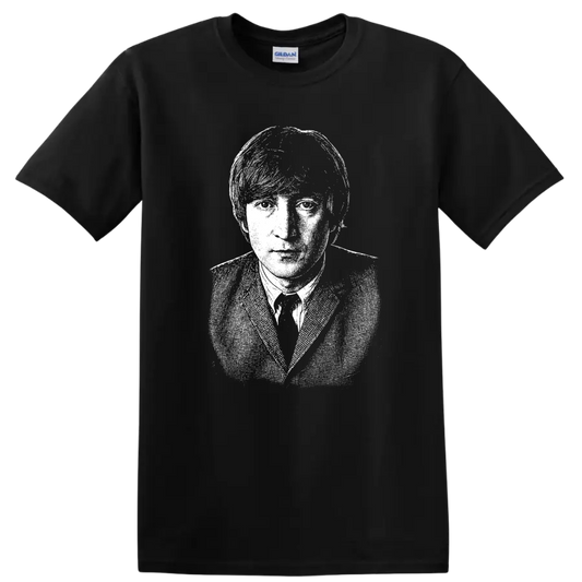 John Lennon The Beatles Rock Legends Portrait T Shirt - Black