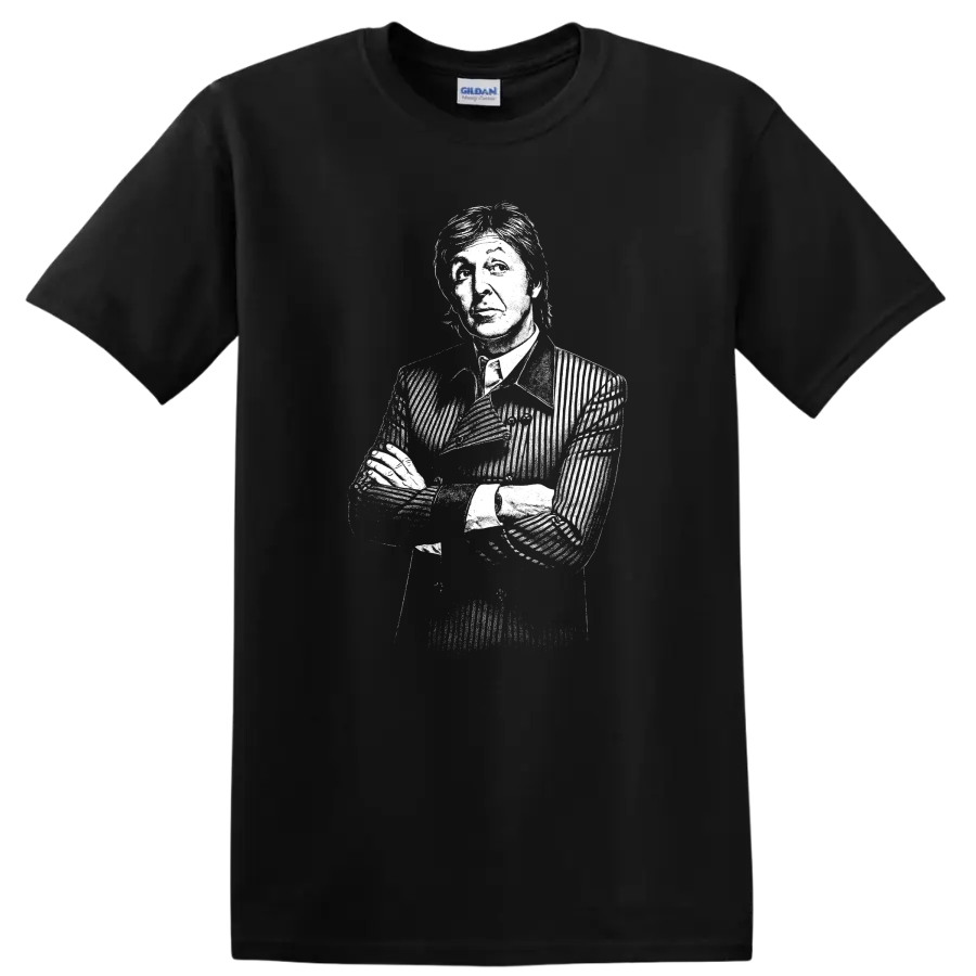 Paul McCartney The Beatles Rock Legends Silhouette T Shirt - Black