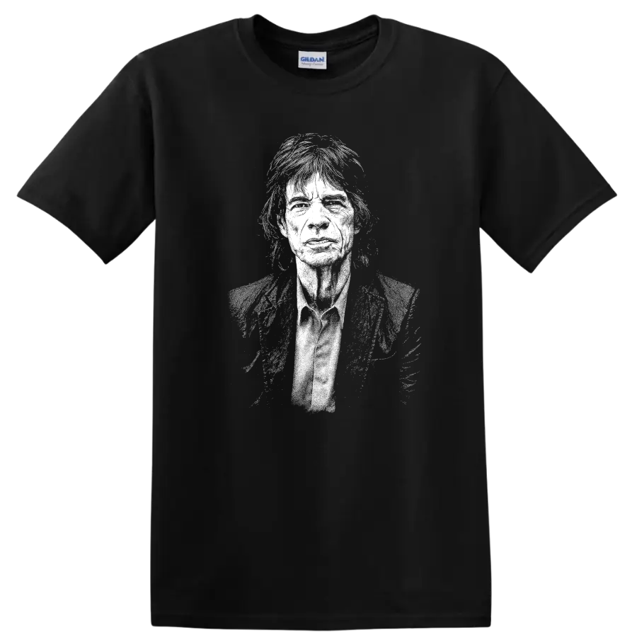 Mick Jagger The Rolling Stones Rock Legends Portrait T Shirt - Black