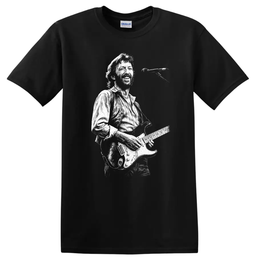 Eric Clapton Rock Legends Guitar Silhouette Unisex T Shirt - Black