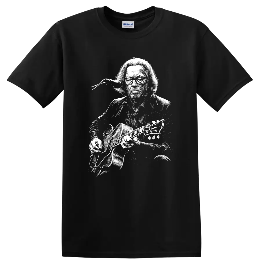 Eric Clapton Rock Legends Silhouette Guitar T Shirt - Black