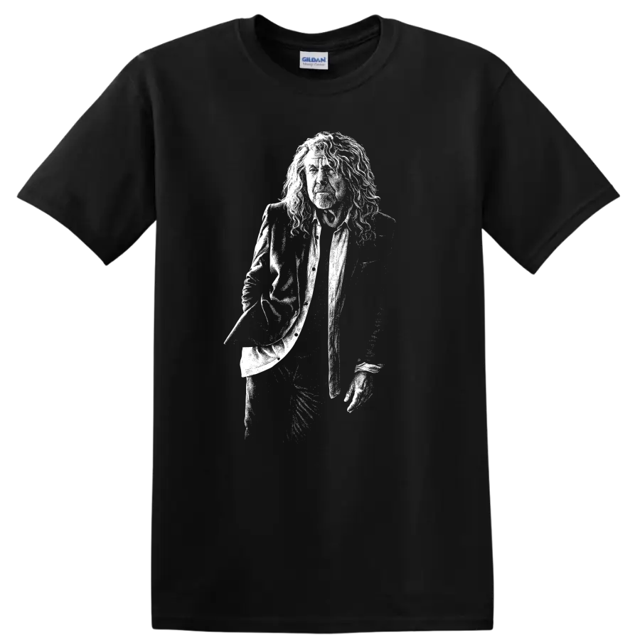 Robert Plant Led Zeppelin Rock Legends Silhouette T Shirt - Black