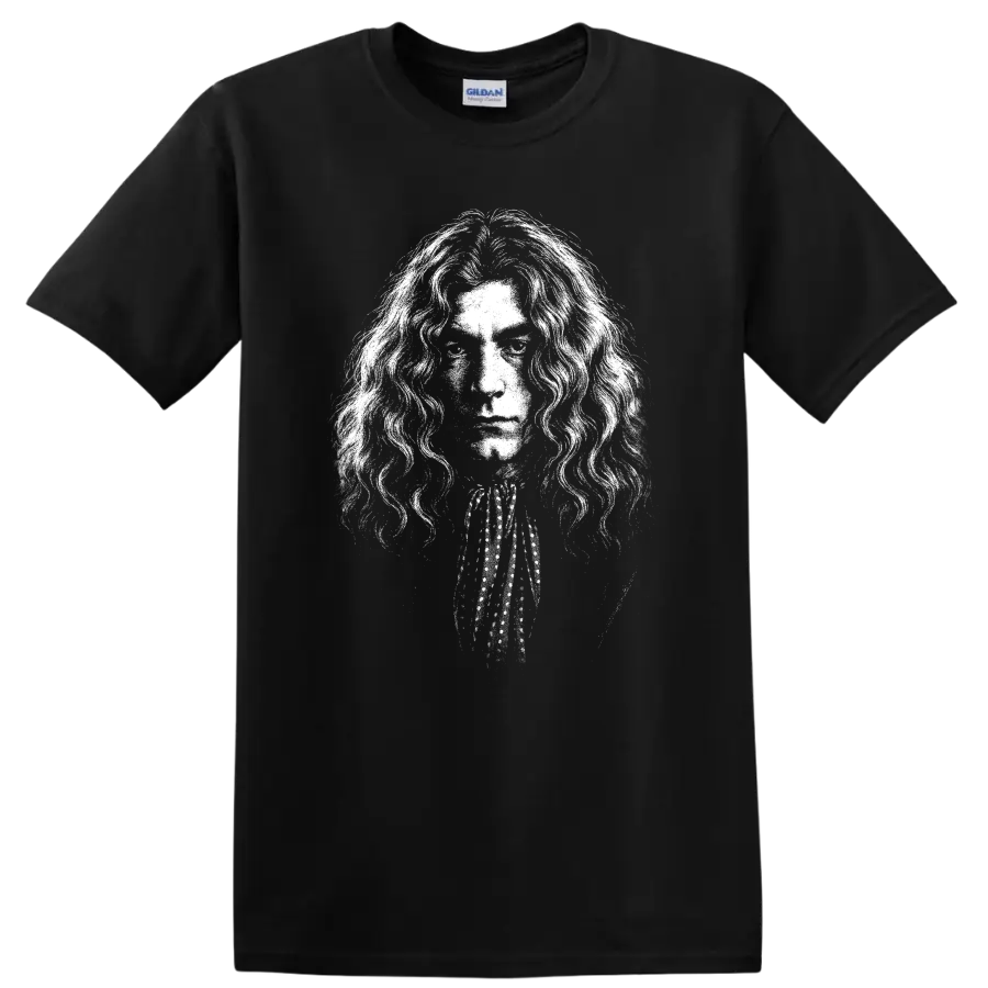 Robert Plant Led Zeppelin Rock Legends Tribute T Shirt Classic Portrait - Black