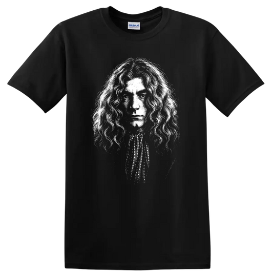 Robert Plant Led Zeppelin Rock Legends Tribute T Shirt Classic Portrait - Black