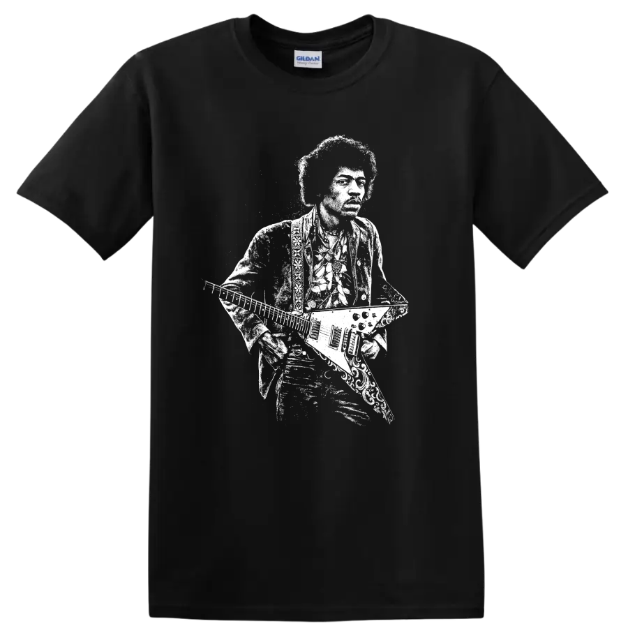 Jimi Hendrix Rock Legends Distressed Portrait T Shirt Vintage Music - Black