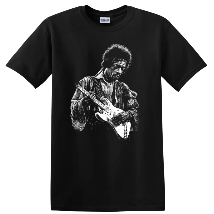 Jimi Hendrix Rock Legends Silhouette Portrait T Shirt - Black