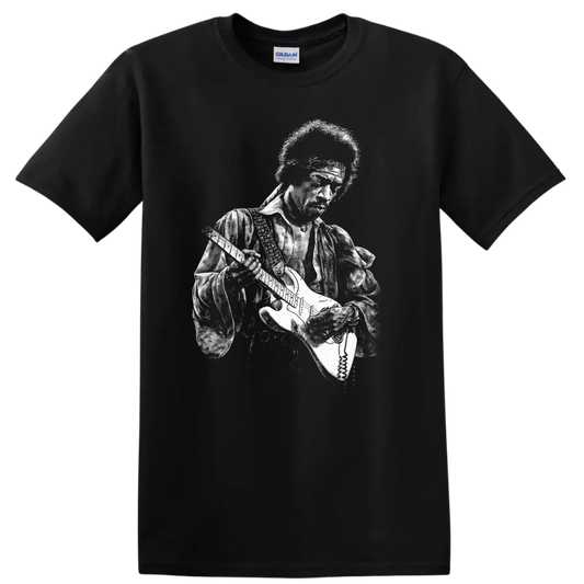 Jimi Hendrix Rock Legends Silhouette Portrait T Shirt - Black