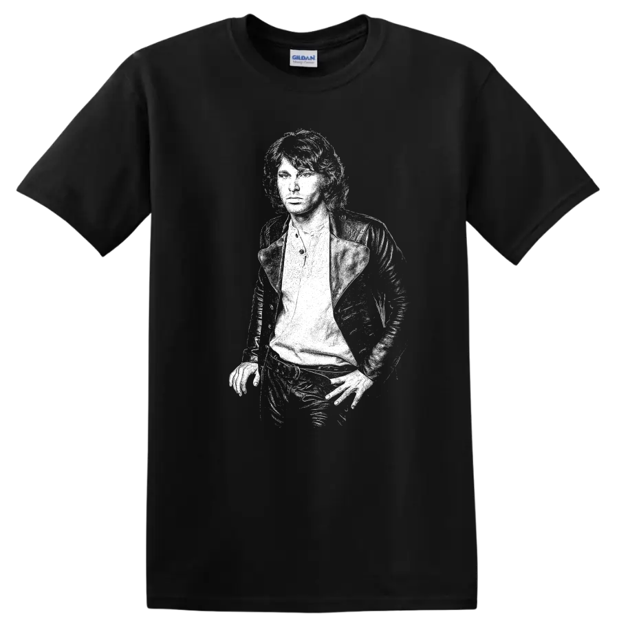 Jim Morrison The Doors Rock Legends Portrait T Shirt - Black