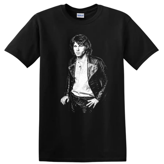 Jim Morrison The Doors Rock Legends Portrait T Shirt - Black