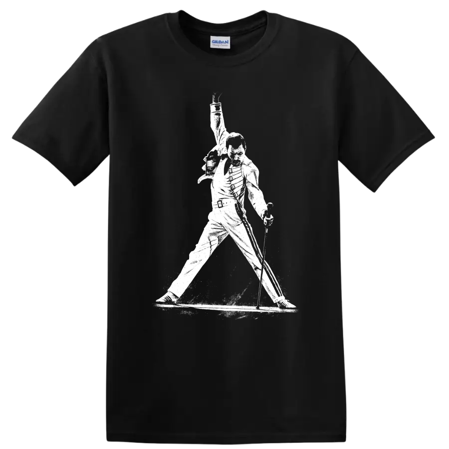 Freddie Mercury Queen Rock Legends Tribute T Shirt Unisex Music Fan Tee - Black