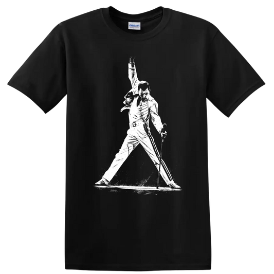 Freddie Mercury Queen Rock Legends Tribute T Shirt Unisex Music Fan Tee - Black