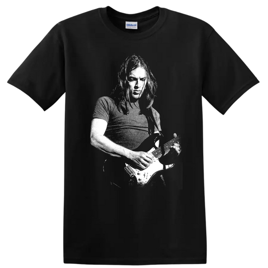 David Gilmour Pink Floyd Rock Legends Portrait T Shirt for Fans - Black