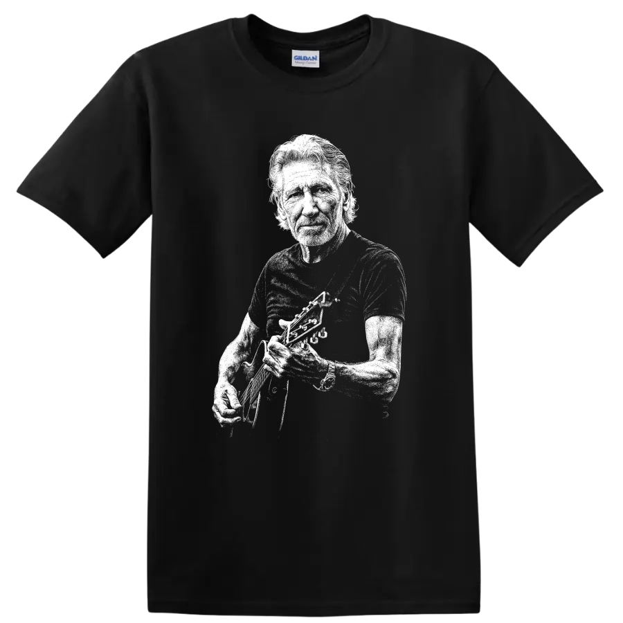 Roger Waters Pink Floyd Rock Legend Portrait T Shirt - Black
