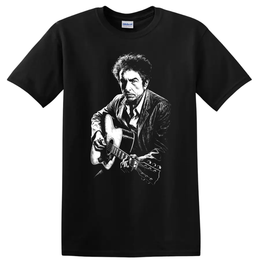 Bob Dylan Rock Legends Portrait T Shirt Classic Music Icon - Black