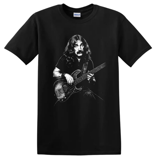 Geezer Butler Black Sabbath Rock Legends T Shirt for Classic Metal Fans - Black