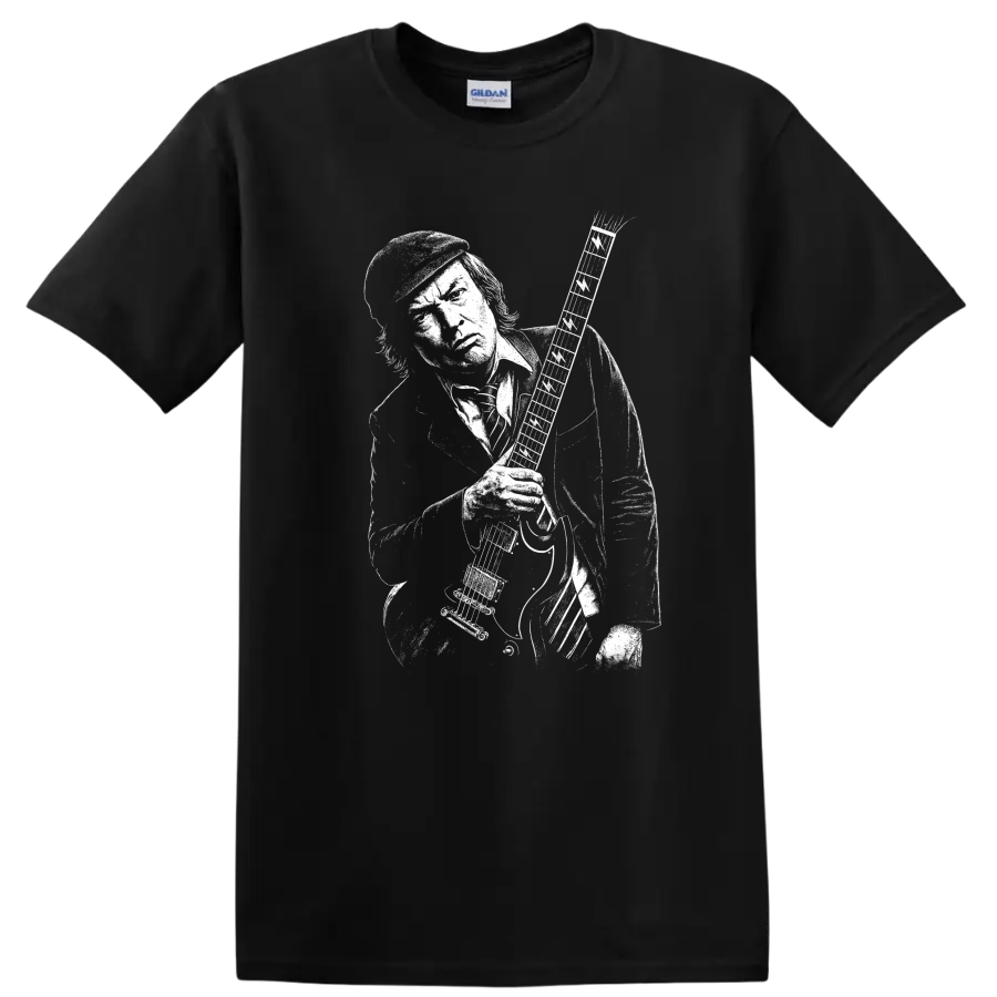 Angus Young AC DC Rock Legends Guitar Pose T Shirt - Black
