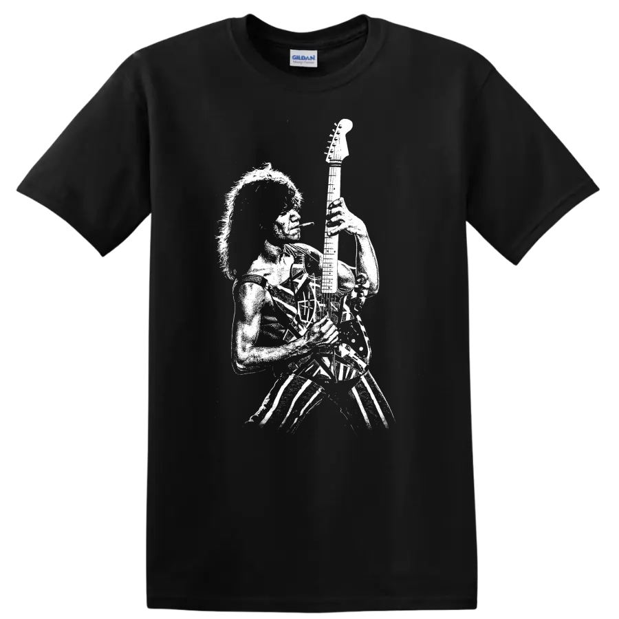 Eddie Van Halen Rock Legends Graphic T Shirt for Van Halen Fans - Black