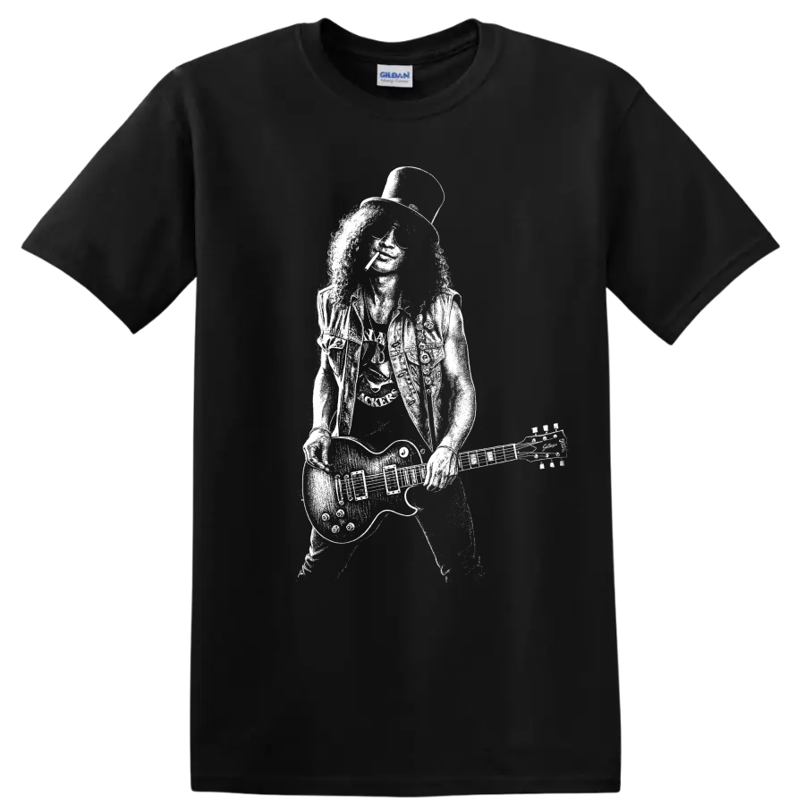 Slash Guns N' Roses Rock Legends Graphic T Shirt for Fans - Black