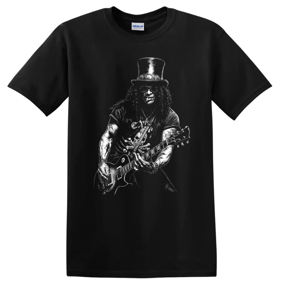 Slash Guns N' Roses Rock Legends White Logo T Shirt for Fans - Black